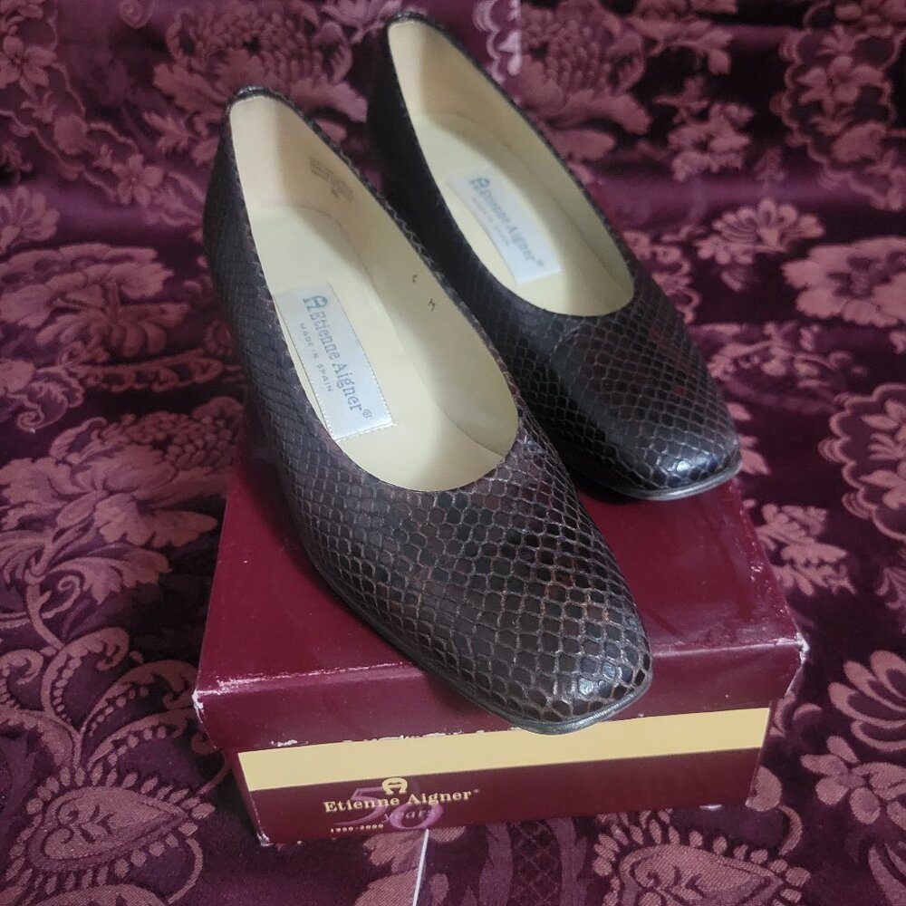 Etienne Aigner Brown Snake Pumps Woman's Size 6